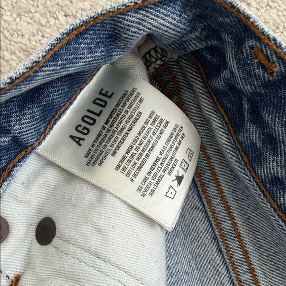 Agolde Women's Light Blue Distressed Jean Shorts - Picture 3 of 5